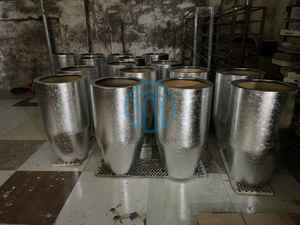 Grand pot de fleurs laqué à feuilles d'or pour le jardin, le patio et l'entrée, style extérieur, grands pots de fleurs - Product Image 4