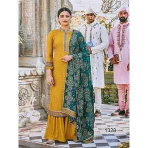 Nuevo Salwar Kameez de Georgette Pesado con Dupatta y Bordado, Exclusivo y de Moda, Proveedor y Exportador Indio - Product Image 1