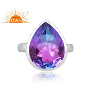 Nouvellement conception Fine Sterling Silver Natural Bio Tourmaline Doublet Quartz Gemstone Bague empilable Fabricant de bijoux - Product Image 2