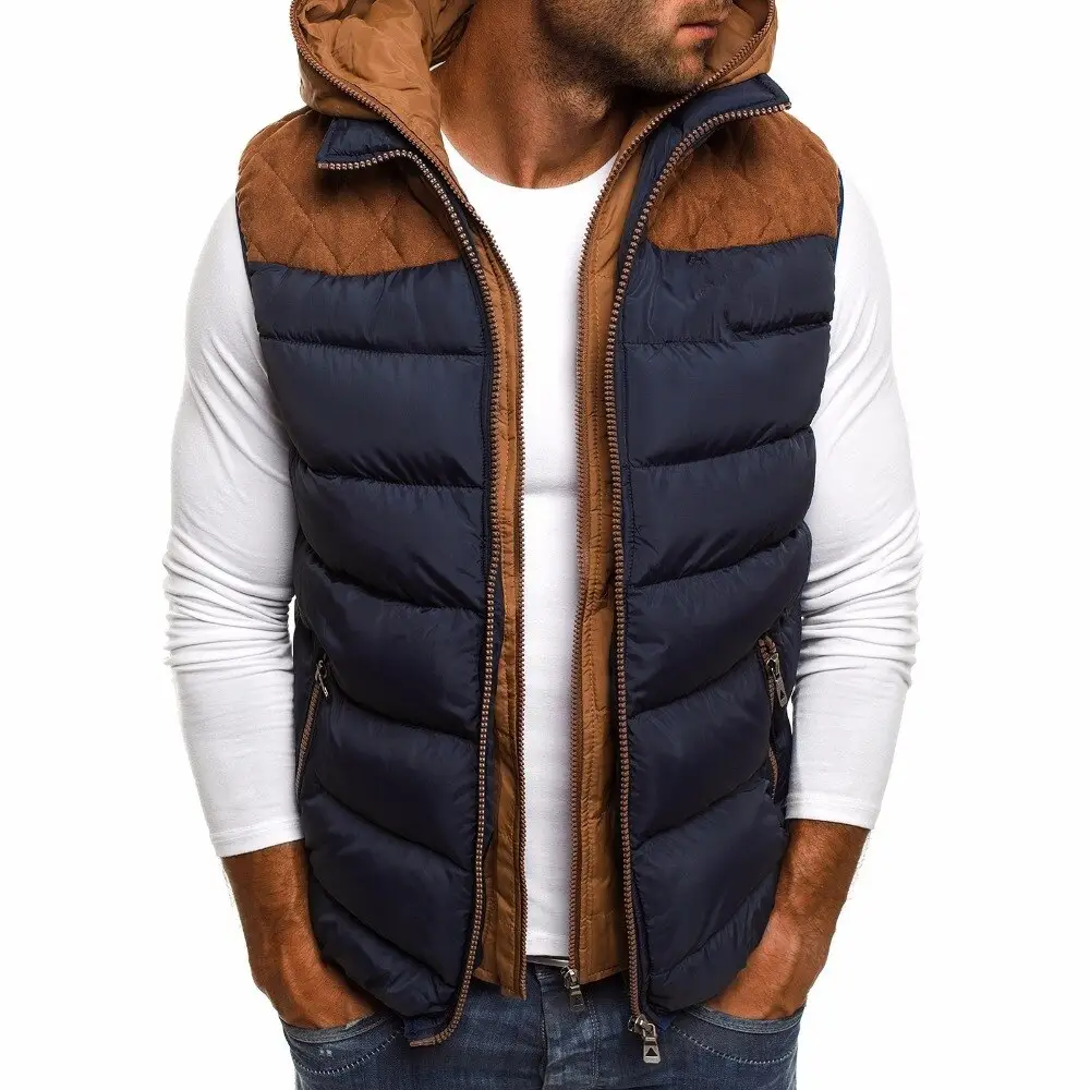 Chaleco transpirable a prueba de viento para hombre, nuevas chaquetas sin mangas con capucha de invierno, chaleco elegante para hombre, chaleco cálido de talla grande, chaqueta sin mangas