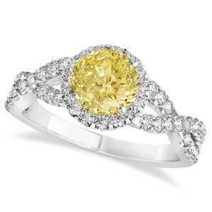Anillo de Compromiso de Oro Blanco de 14K con Diamante Amarillo Cultivado en Laboratorio de 1.30ct y Diamante Trenzado, Elegante Accesorio de Boda - Product Image 4