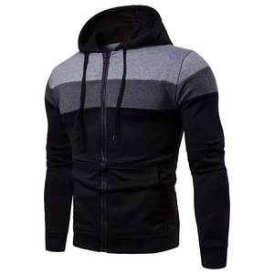 Sudadera con capucha y cremallera para hombre, con bloques de color, corte ajustado, informal, de punto, para otoño - Product Image 1
