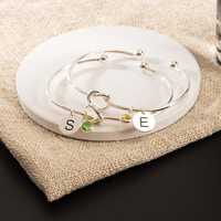 Pulsera Unisex Minimalista Cristiana con Nudo de Amistad, Plata 925 con Baño de Oro Vermeil, Inicial Personalizada y Piedra de Nacimiento, Cadena Grabada