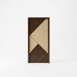 Porte intérieure moderne en bois de mahogany massif avec motif géométrique et finition foncée - Product Image 1