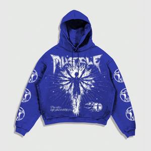 Sweats à capuche surdimensionnés de haute qualité pour hommes 100% coton avec impression DTG cordon de serrage à manches longues et bases de lavage à sec coton mélangé - Product Image 1