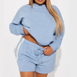 Ensemble de vêtements de sport pour femmes sur mesure, sweat-shirt et short, ensemble deux pièces / Vente en gros d'ensembles décontractés légers pour femmes en deux pièces, ensemble court 2026 - Product Image 4