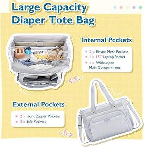 Nhà Máy Tã Tote Thiết Lập Yếu Tố Cần Thiết Bé Túi Đa Chức Năng Tã Thay Đổi Với Chai Túi - Product Image 3
