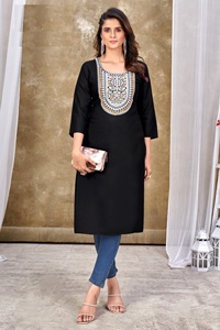New <b>Presents</b> 14kg Rayon and Embroidery with Mirror Work Kurtis for Women - Product Image 2