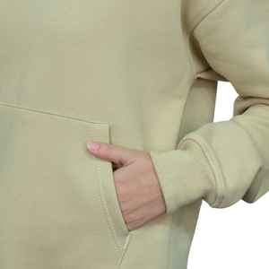 Sudaderas con capucha de algodón 100% informales de lana estampadas y sólidas para mujer, ropa de calle cálida de invierno, ropa de abrigo de moda en Beige - Product Image 6