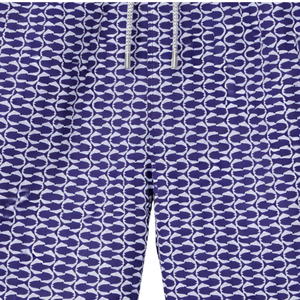 Shorts de bain recyclés pour hommes, motif écailles de poisson bleues, séchage rapide, avec taille élastique et poches à cordon - Product Image 5