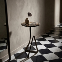 Table d'appoint ronde en marbre avec base en fer, table d'appoint moderne, table basse en pierre naturelle, table de chevet pour chambre à coucher, table décorative pour hôtel