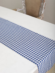 Bleu marine à carreaux 100% coton teint en fil chemin de table tissu tissé de luxe maison hôtels fêtes mariages cuisine extérieure moderne - Product Image 3