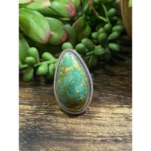 Bague réglable Wydell Billie Royston en argent sterling et turquoise, taille 9.5, bijou bohème tendance - Product Image 1