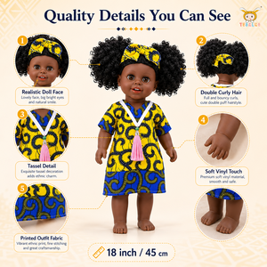 TUSALMO Muñeca Afroamericana de Vinilo Suave con Cabello Rizado Realista de 18 Pulgadas, Personalizada al por Mayor, para Niñas de 3+ Años, Educativa, <span class=keywords><strong>Escala</strong></span> 1:6 - Product Image 4