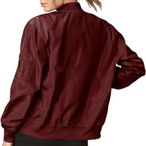 Chaqueta Bomber de manga larga a prueba de viento cálida para invierno transpirable chaqueta Bomber de poliéster de ajuste relajado para mujer - Product Image 2