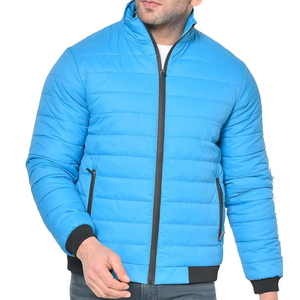 Chaqueta acolchada de manga larga para hombre para ropa de invierno estilo callejero cuero de piel de oveja liso en blanco - Product Image 1