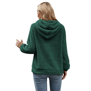 Sweat à capuche en polaire sherpa pour femme, doux et moelleux, à manches longues, chaud pour l'hiver, décontracté, coupe ample, confortable - Product Image 2