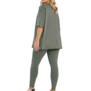 Conjunto de Yoga de Talla Grande con Top Largo, Tejido Elástico, Ajuste Relajado, Ropa Deportiva Cómoda para Entrenamiento y Descanso para Mujer - Product Image 5