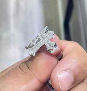 5,00 quilates Baguette corte Moissanite diamante hombres Cruz anillo rodio plateado estilo Hip Hop regalo para él 925 plata esterlina - Product Image 6