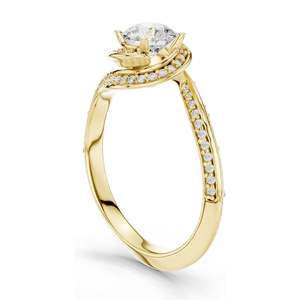 Anillo de Compromiso con Diamante de Laboratorio Redondo Brillante de 0.996 CT, con Halo Trenzado, Claridad VVS-VS EF, Oro de 18K, 14K, 10K y Plata 925 - Product Image 5