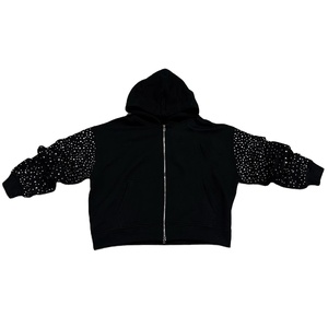 Qualité supérieure Dernière conception hommes poids lourd strass fermeture éclair sweats à capuche nouveauté surdimensionné hommes sweats à capuche 100% coton respirant - Product Image 1