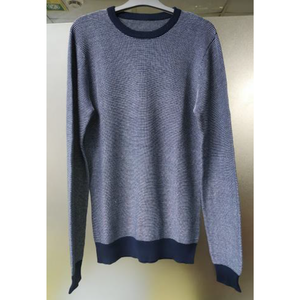 Pull-over à manches longues en coton 100% pour homme, tricotage 12 jauges, motif uni, ourlet et poignets contrastés, fabriqué au Bangladesh, sans logo - Product Image 1