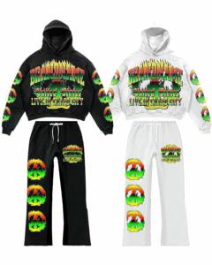 Ensemble de survêtement tendance pour homme, sweat à capuche et pantalon fuselé, style streetwear, respirant, 100% coton, vente en gros directe d'usine - Product Image 2