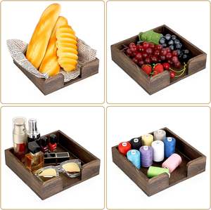 Square Wooden <b>Napkin</b> <b>Holder</b> - Rustic Luncheon <b>Napkin</b> <b>Holder</b> for Dining Table Countertop Kitchen Vintage <b>Napkin</b> <b>Holder</b> Basket - Product Image 6