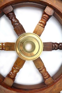 Volant de bateau en bois artisanal avec centre en laiton, 24 pouces, décoration nautique pour la maison - Product Image 2
