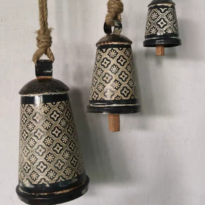 Trio de cloches suspendues ornées intérieur extérieur décor à la maison élégant ornement suspendu de Noël avec prix d'usine de qualité supérieure - Product Image 1