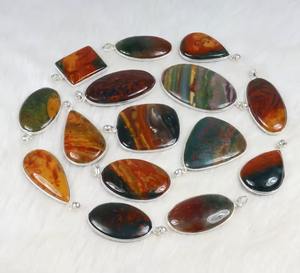 จี้อัญมณีทรงหลังเบี้ยขนาดใหญ่ทำจากเหล็กชุบเงินไม่925มีหลายสีจี้แฟชั่น - Product Image 3