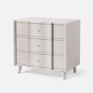Mesita de Noche de 30 Pulgadas - Elegante Mesita de Noche Gris Francés con Detalles Hechos a Mano |   Decoración de Dormitorio con Estilo Costero Natural - Product Image 1