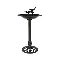 Mangeoire à oiseaux verte antique, artisanale, pour jardin extérieur décoratif, sur pied, à énergie solaire, résistante à la rouille, pour pinsons