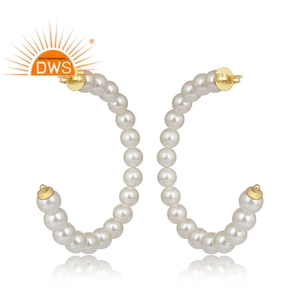 Nuevo diseño 925 plata esterlina 18K chapado en oro perla natural piedra preciosa pendiente Demi joyería fina para mujer regalo para ella - Product Image 3