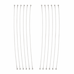 Alfileres de Plata de Ley 925 con Cabeza Esférica Ultraligeros de 60mm, 200 Piezas, Cuentas Planas Plateadas, Fornituras para Joyería, Fabricación de Collares, Rajasthan - Product Image 1