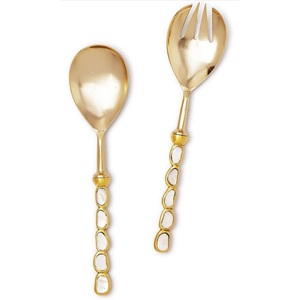 Serveur à salade vintage en bois naturel avec manche court fait à la main, utilisation à la maison et sur la table de mariage, ensemble de serveurs à salade - Product Image 6