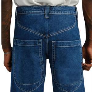 Jeans de pont en duvet bas 20 pouces bas de broderie élégante en coton lavé antique avec point de chaîne et détails de rivet - Product Image 5