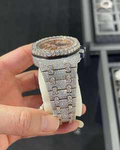 Montre pour homme en moissanite VVS bicolore, diamant brillant, collection hip-hop, mouvement mécanique ETA, acier inoxydable, verre, silicone - Product Image 3