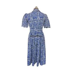 Femmes 100% coton été coupe ample col en v à manches courtes imprimé fleuri Midi Handblock fleur Design respirant Style décontracté - Product Image 5