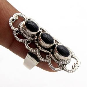 Bague de fiançailles en argent sterling 925 avec pierre précieuse en onyx noir naturel, fabrication artisanale, design simple et solide, coupe ovale, pour mariage, bijoux de fête - Product Image 1