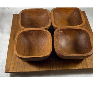 Handcrafted Wooden Tray and <b>Bowls</b> <b>Set</b> Perfect for Serving Snacks or Decor Durable Eco Friendly Kitchen and Dining Accessory - Product Image 4