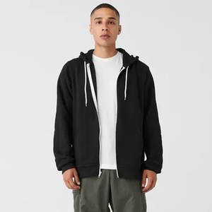 Sudadera con capucha y cremallera ligera de manga larga ajustada para hombre, ropa personalizada Bella de lona, sudadera con capucha y cremallera de manga larga flexible para hombre - Product Image 6