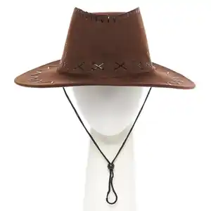 قبعة كاوبوي بنية كلاسيكية، عصرية لحفلات الالعاب الرأسية للبالغين