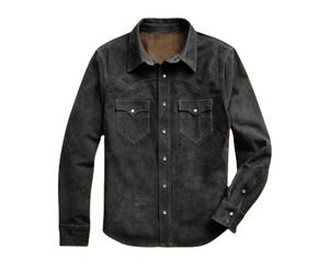 Hermosa Camisa Casual de Cuero de Gamuza Premium para Hombre con Bolsillos Delanteros - Transpirable y Antiencogimiento - Product Image 1