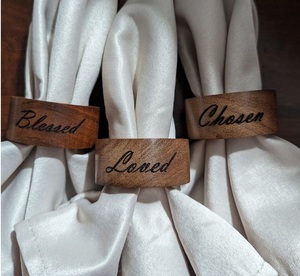 Natural Product Made by Acacia Wood Napkin <b>Ring</b> Set 3 Wooden Napkin <b>Ring</b> Tableware Antique Product for Home - Product Image 1