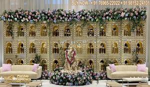 Jodha Akbar tema boda escenario espejo paneles Walima noche decoración lujo espejo paneles tendencia escenario marcos traseros DSTExports venta - Product Image 5
