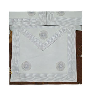Masonic <b>White</b> Lodge Fellow Craft <b>Apron</b> with Rosettes Premium Lambskin Mason <b>White</b> Embroidered <b>Apron</b> <b>White</b> Ribbon Handcrafted - Product Image 1