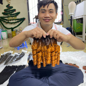 Wholesale Remy Virgin Brazilian Fumi for Italian Curl Bouncy <b>Curly</b> <b>Bundles</b> Human Hair Extensions - Product Image 3