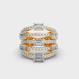 Anillo Solitario de Oro Amarillo de 18K con Incrustaciones Brillantes, Obsequio Elegante de Oro Sólido para Mujer, Regalo de Aniversario - Product Image 1