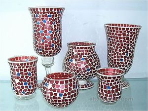 Bougeoir en verre mosaïque coloré de style européen, pour Noël, Pâques, la Saint-Valentin, support de bougie réutilisable, écologique, pour la maison - Product Image 2